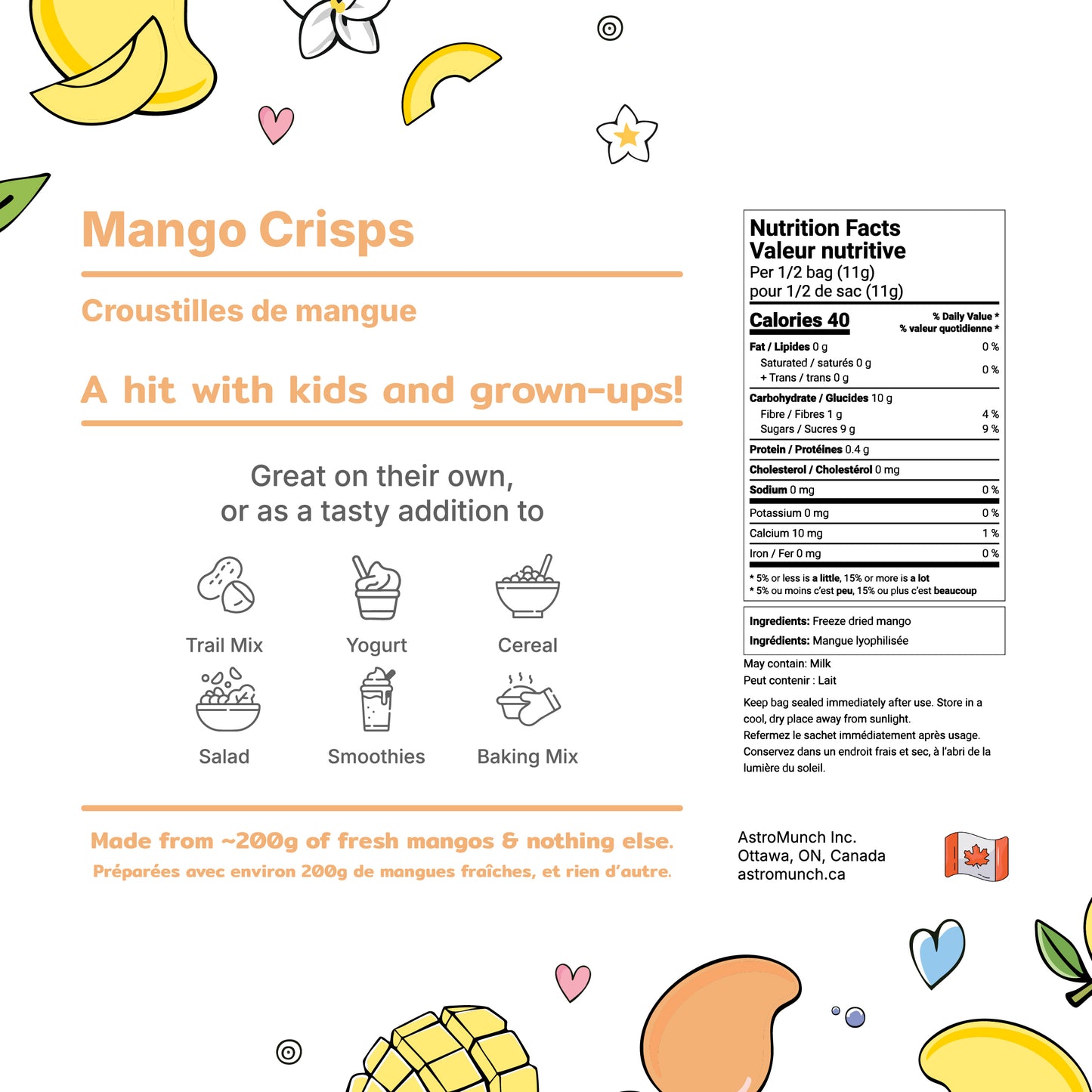 Mango Crisps - Freeze Dried Sliced Mango