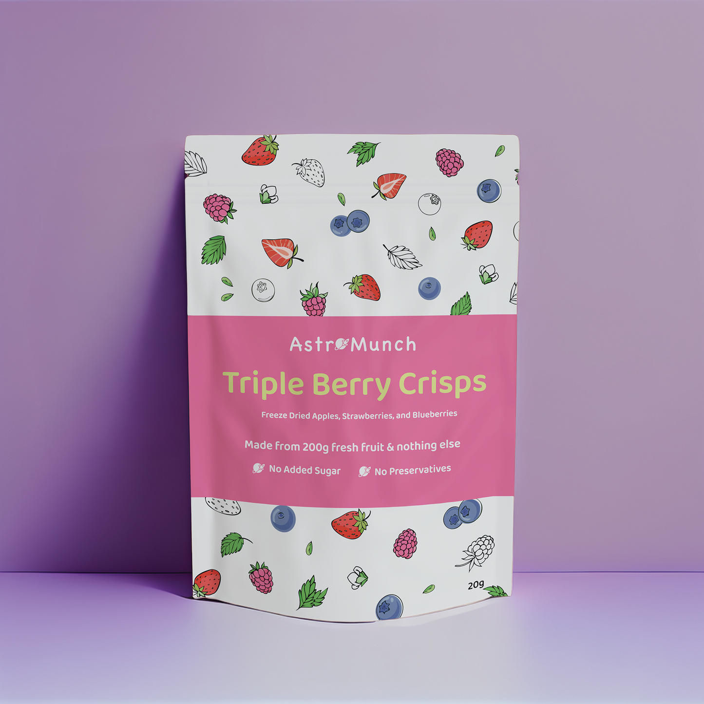 Triple Berry Crisps - Freeze Dried Blueberries, Strawberries and Raspberries