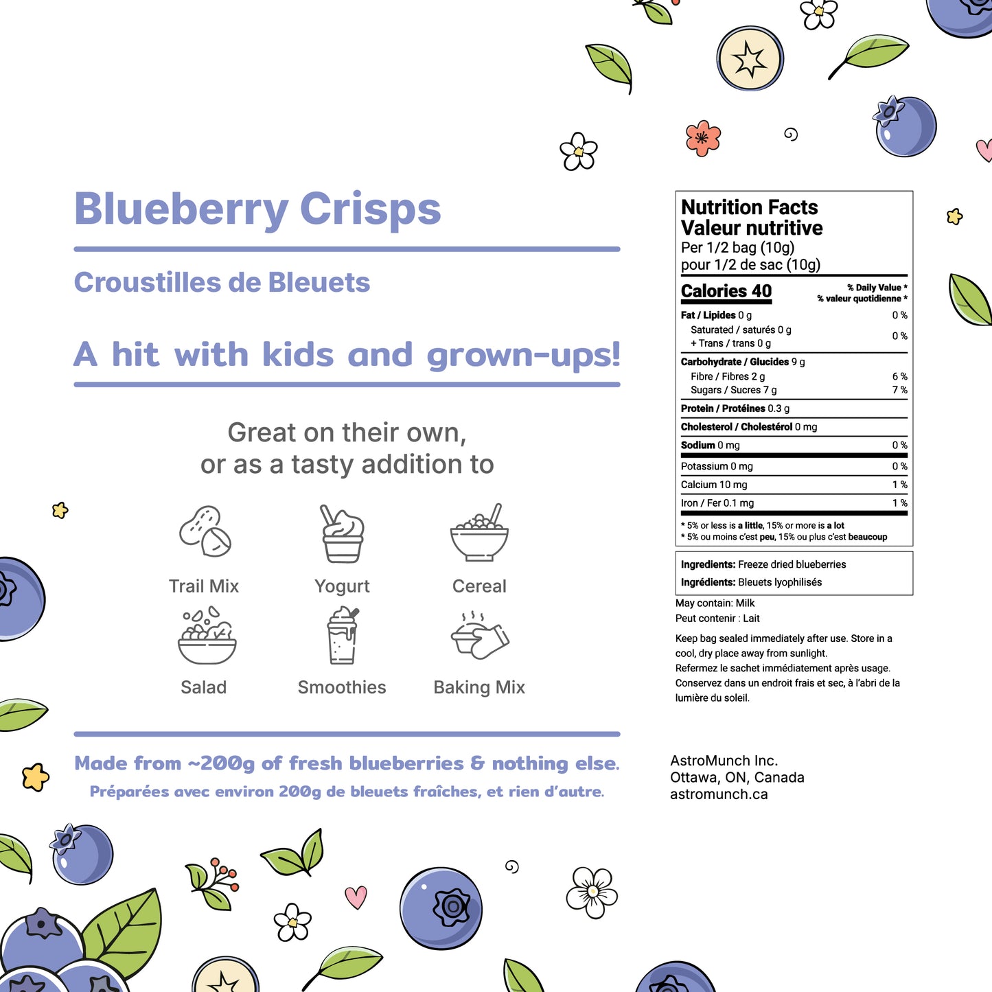 Blueberry Crisps - Freeze Dried Whole Blueberries