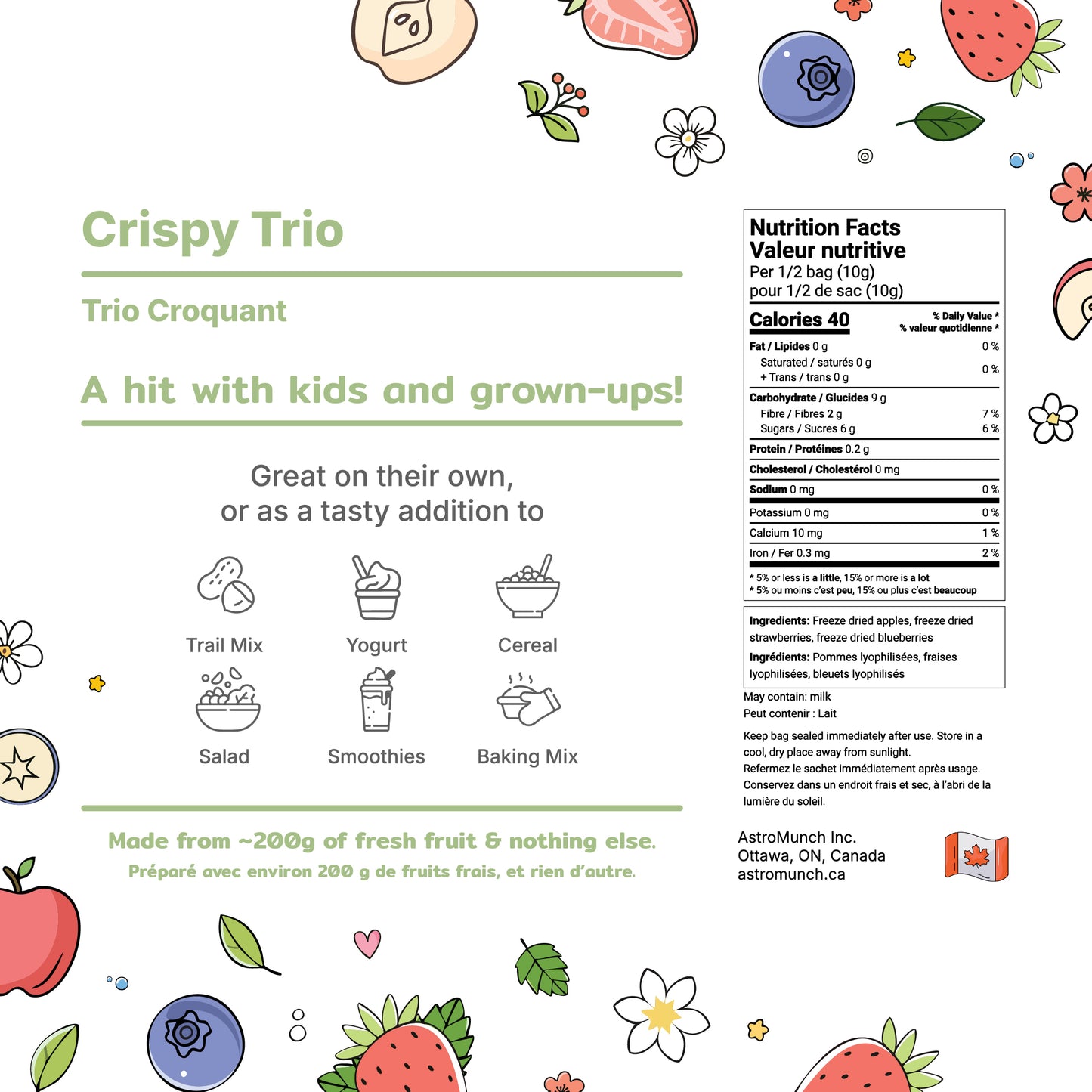 Crispy Trio - Freeze Dried Apples, Strawberries and Blueberries