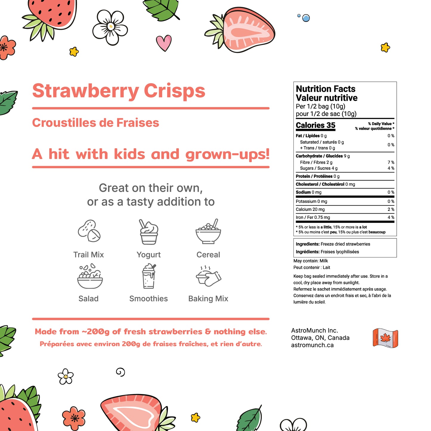 Strawberry Crisps - Freeze Dried Sliced Strawberries